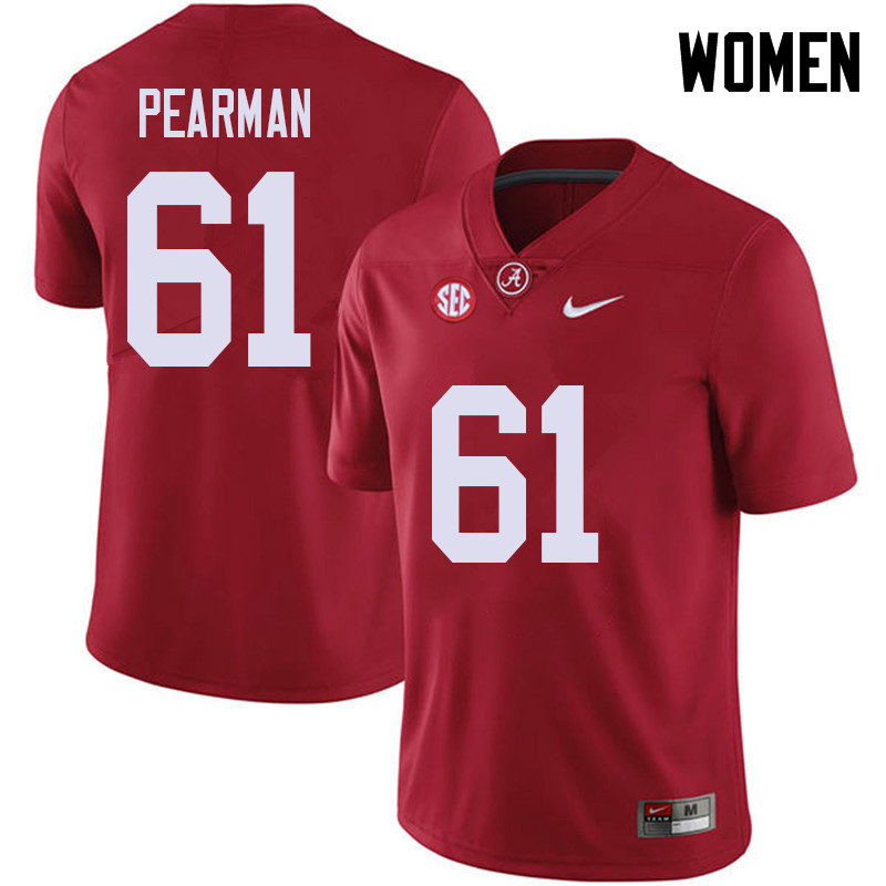 Women #61 Alex Pearman Alabama Crimson Tide College Football Jerseys Sale-Red
